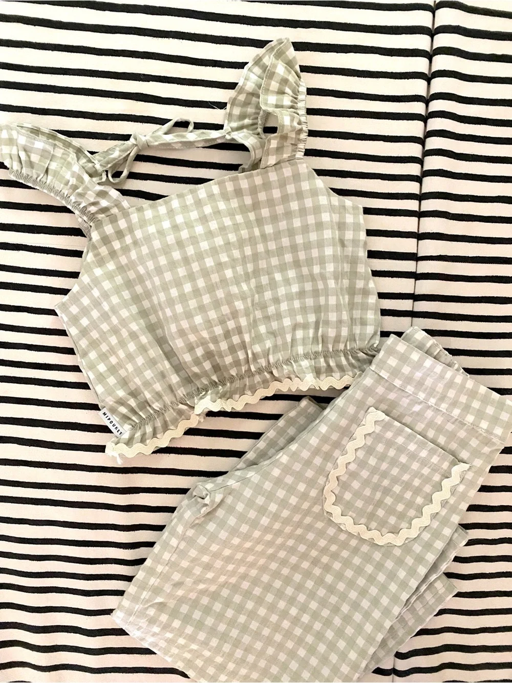 Mipounet 6y Gingham Sage Green Set